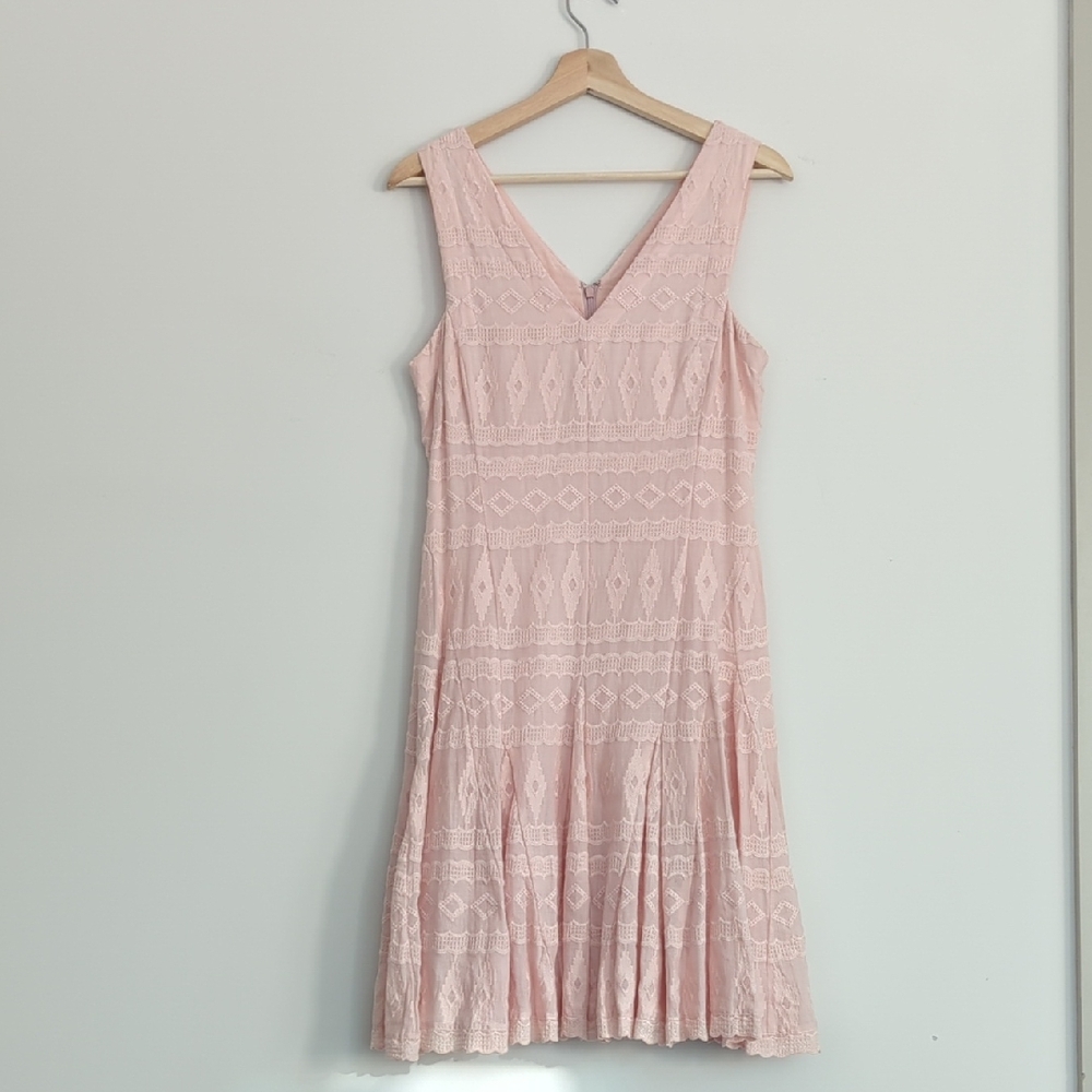 Rebecca‎ Taylor Blush Pink Cotton Midi Dress Fit And Flare Dress Size 4